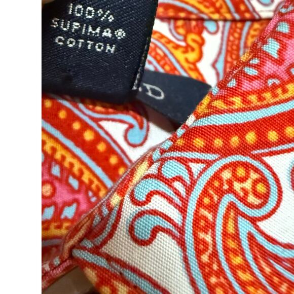 Lands' End Women's No-Iron Supima Cotton Paisley Button Front Top Size 10 - Picture 9 of 13